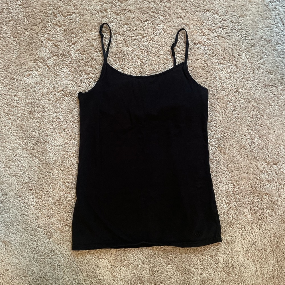 Justice Black Cami Shirt Size 14 Teen Adjustable Straps Built in Layer